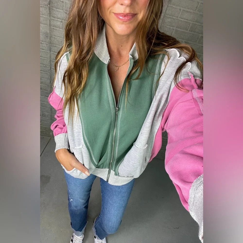 Colorblock Zip-Up Jacket - Picture 6 of 9